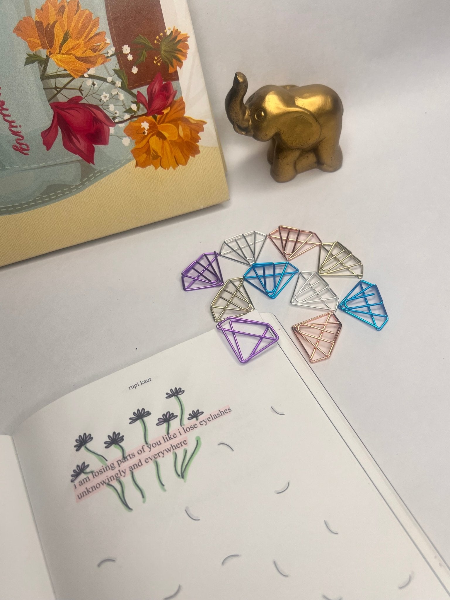 Aesthetic Stationery Paper Clip, Cute Diamond Design, Multi Charm Vibrant Colors.