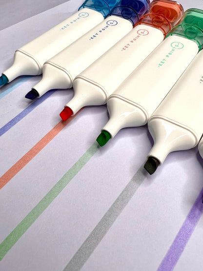 Soft Head & bright color highlighter pens, Flat & Soft Brush tip.