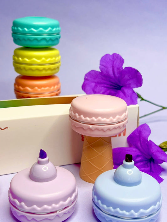 Macaron 6 Color Set Creative Mini Multicolor Soft Tip Round Highlighter pen Set in Point Blank Stationary.