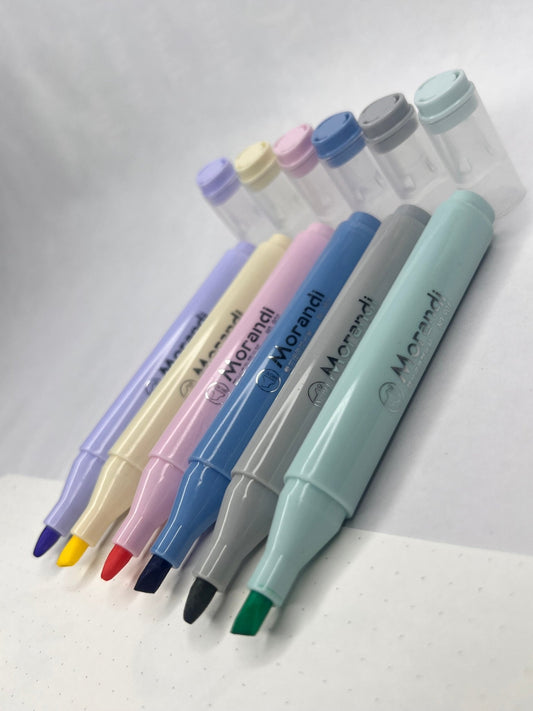 Aesthetic Markers Flat & Long Tip , Soft & beautiful colors.