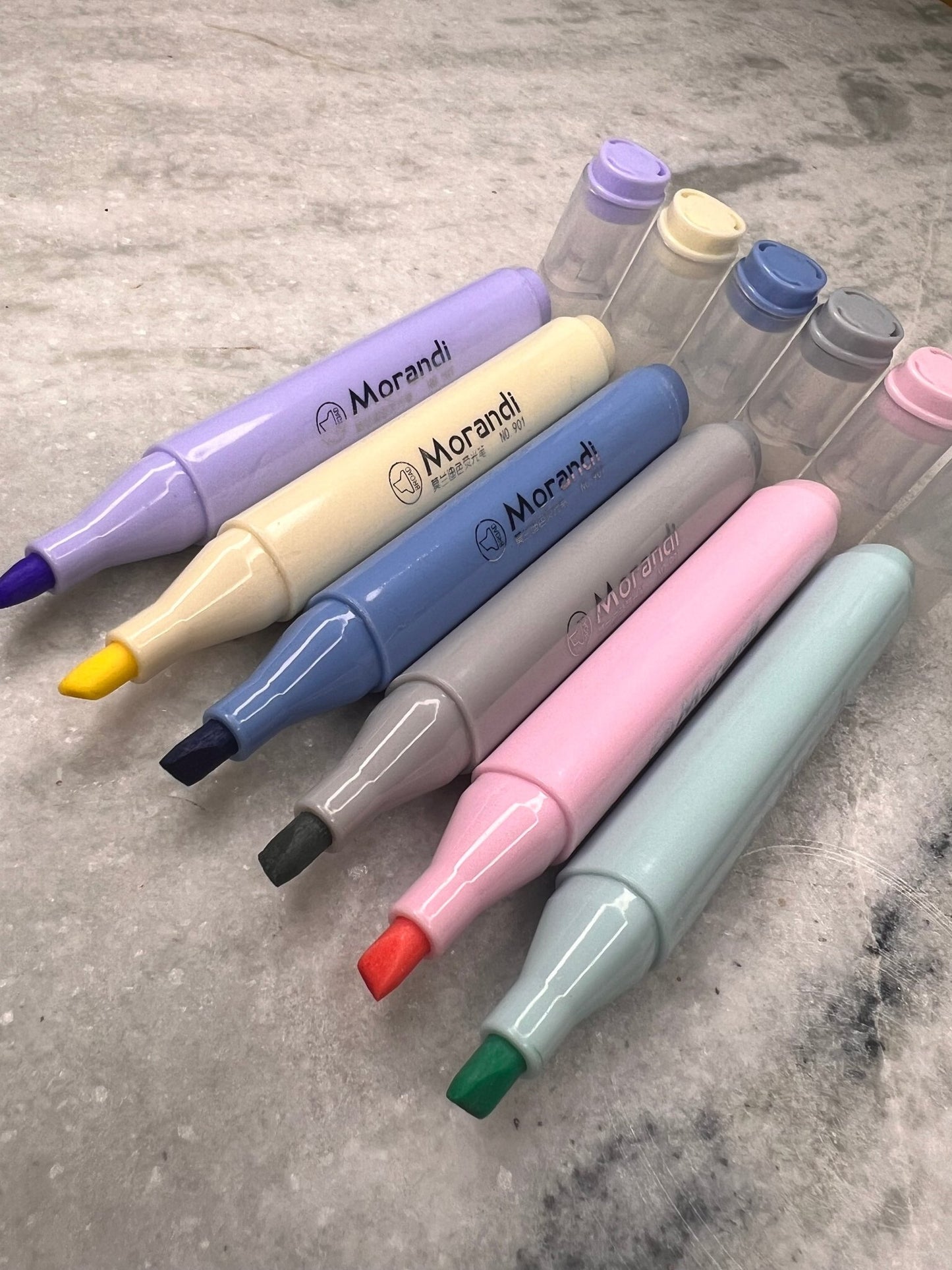 Morandi highlighter markers with beautiful pastel colors and broad tip 
