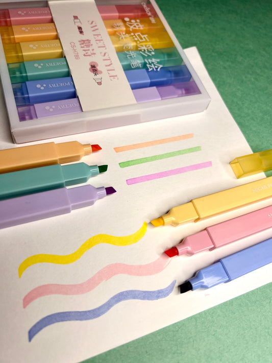 6 Morning Star highlighter pen,  Aesthetic & cute stationery.